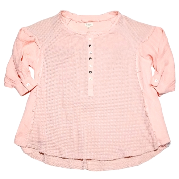 POL Tops - WOMEN'S (SIZE S) POL HALF BUTTON DOWN WAFFLE KNIT SHIRT